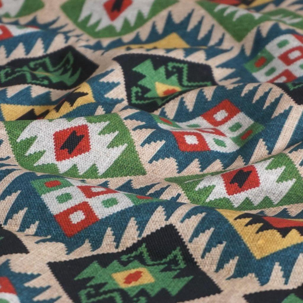 Dekostoff Halbpanama Ikatstil Muster Weboptik bunt